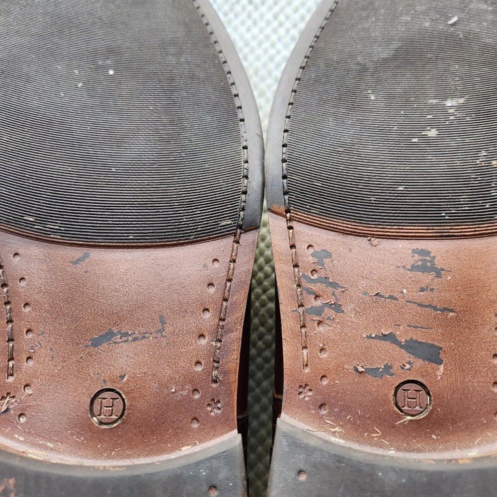 Hadley London Shoes Size 11 Semi Brogue Oxfords Soft Brown Leather Laces Mens - Picture 9 of 12